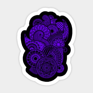 Abstract Mandala design (purple on black) Sticker